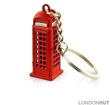 Diecast Metal Red London Telephone Box Keyring