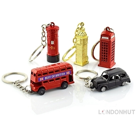 Gift Set of Five Diecast Metal London Keyrings