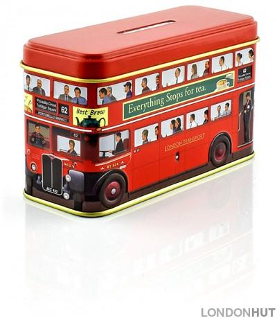 Tin Bus Money Box with 14 Teabags