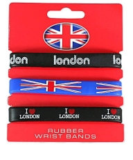 3 Souvenir London and Union Jack Wristbands