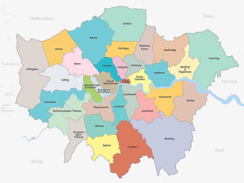 32 London Boroughs and the City of London