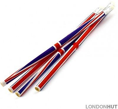 pack of four uk souvenir union jack pencils