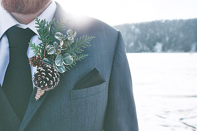 Dinner jacket and seasonal winter flowers